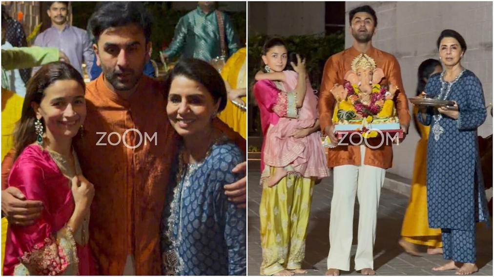 Ganpati Bappa Morya! Neetu Kapoor, Ranbir Kapoor, Alia Bhatt, Raha bid adieu to Ganesha - watch